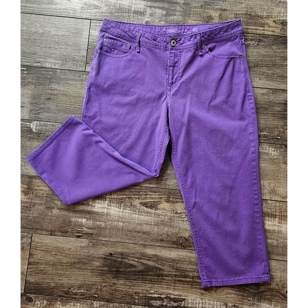 Faded Glory Purple Cropped Jeans Size 18